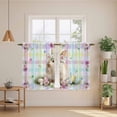 thumbnail image 2 of Easter Cute Bunny Kitchen Curtains 45 Inch Length, Eggs Spring Daisy Flowers Colorful Striped Tiers Curtains for Bathroom Bedroom Cafe, Light Filtering Window Treatment Drapes 2 Panels 42"Wx45"L, 2 of 8