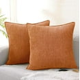 thumbnail image 4 of Chevron Pattern Chenille Pillow Covers Set of 2 Orange 16x16 inches / Soft Cozy Cushion Covers, 4 of 6