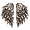 thumbnail image 2 of Opvise 1 Pair Ear Studs Rhinestone Inlaid Christmas Gifts Alloy Women Angel Wing Ear Studs for Daily Life, 2 of 7