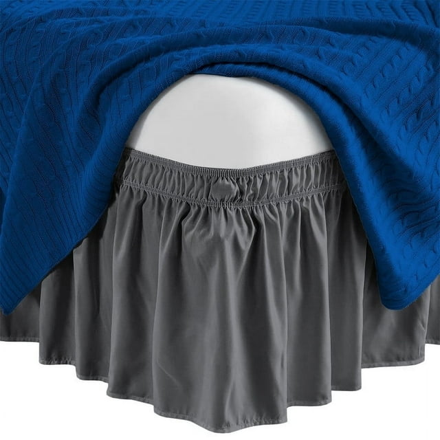 MesaSe Wrap Around Bed Skirt 12” inch Drop Easy Care Microfiber Made Bedskirts (Full-Light Grey)