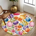 thumbnail image 2 of Round Rug 5Ft Washable Non-Slip, Easter Colorful Eggs Circle Area Rugs for Living Room Bedroom, Farmhouse Floral Polka Dot Indoor Floor Mats Carpet Runner for Home Decor Aesthetic, 2 of 8