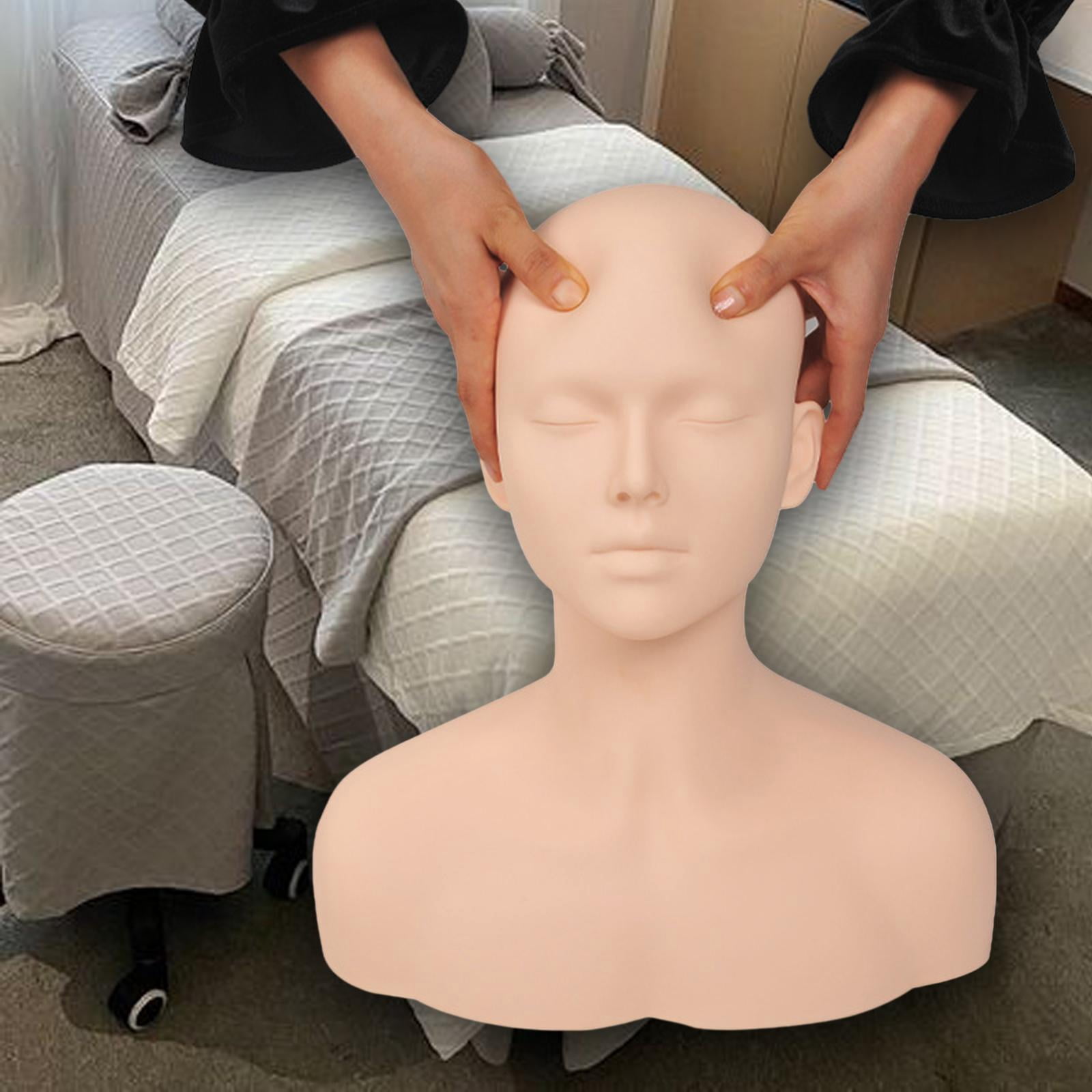 Stgfyxgs Practice Training Head Mannequin Eyelash Extensions Manikin Skin Texture Doll Model Makeup Head for Massage Beauty SPA Makeup