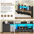thumbnail image 6 of Queen Size Upholstered LED Bed Frame with 6 Storage Drawers, 3-Tier Headboard, Charging Station & 2 Cabinets, No Box Spring Needed, Black, 6 of 9