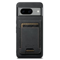 ELEHOLD for Google Pixel 8A Case, Compatible with Mag Safe Accessory, 2 in 1 Detachable Magnetic Card Holder Faux Lychee Pattern Leather Kickstand Wallet Case for Google Pixel 8A,Black