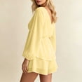 thumbnail image 5 of Women's V Neck Puff Long Sleeve Tiered Ruffle Mini Dress, Solid Elastic Waist Flowy Chiffon Summer Swing Short Dress Yellow XL(XL), 5 of 5