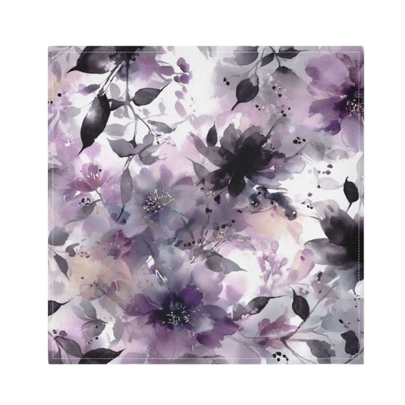 1 Pack 20'' x20" Satin Table Napkins Dinner Napkins for wedding Party Decoration events Light Purple and Black Floral