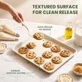 thumbnail image 4 of Kikcoin 3-Piece Nonstick Baking Sheets, Carbon Steel Cookie Sheet Set with Diamond Texture, Heavy Duty Baking Pans for Oven, Beige, 4 of 9