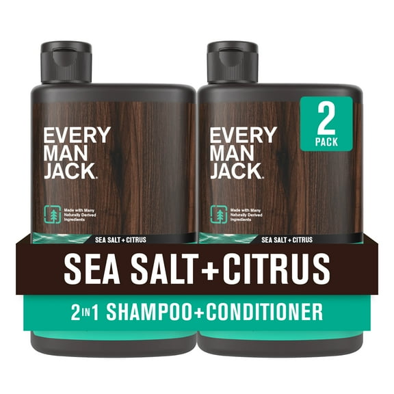 Every Man Jack 2-in-1 Shampoo and Conditioner, Sea Salt, Twin Pack 13.5oz each - For All Hair Types