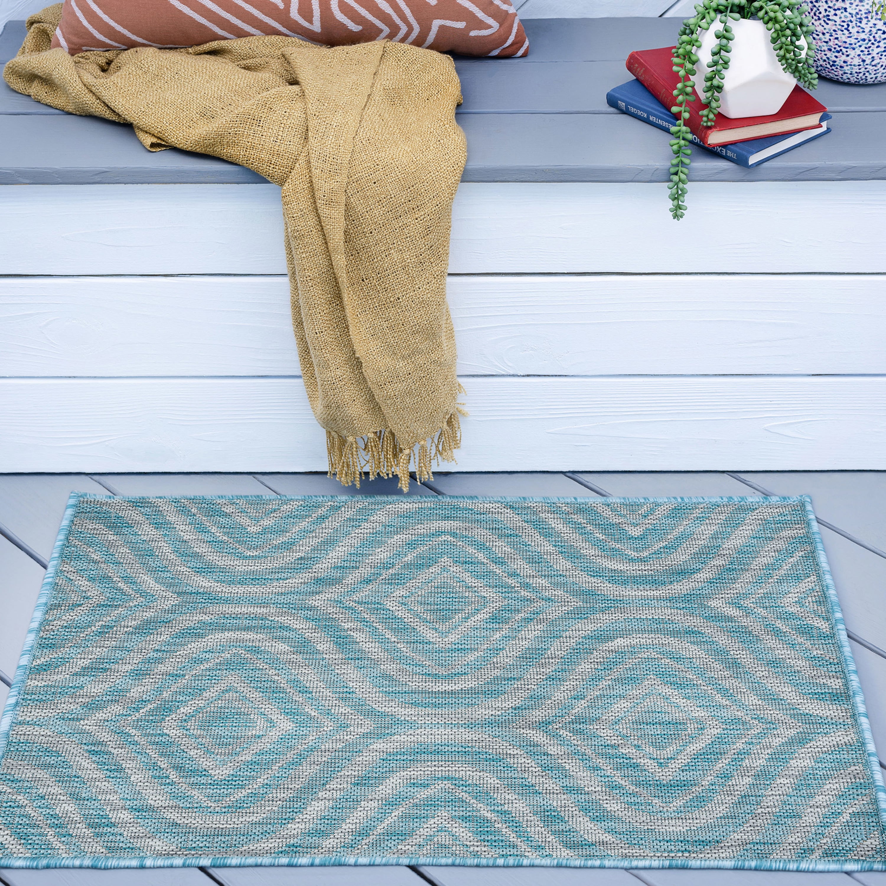 Bliss Rugs Violet Contemporary Indoor/Outdoor Scatter Mat Rug Walmart