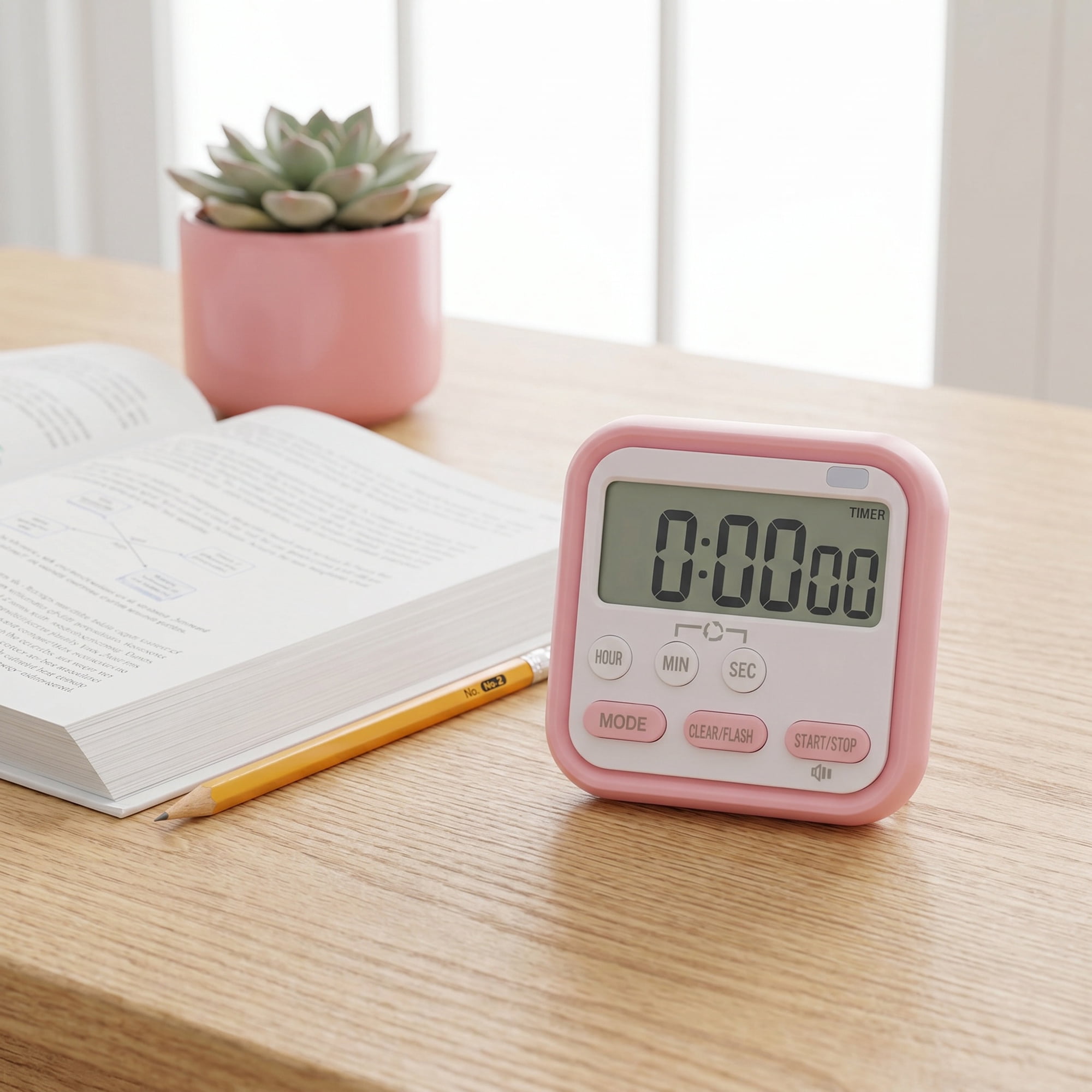 Unique Bargains Timer with Loud Alarm and Magnetic Backing for Classroom Pink