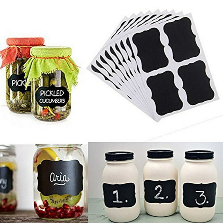 173 Chalkboard Label Stickers with 2 Chalk Markers Pen, Black Chalk Labels  for Mason Jars, Pantry Containers, Glass Bottles, Kitchen Food Spice  Storage Bins Stickers, Reusable Removable Waterproof : Office Products 