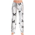 thumbnail image 4 of Women Pajama Pants High Waisted Women Printed Elastic Waistband Drawstring Pocket Fashionable Pajama Full Length Pants Gray M, 4 of 6