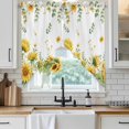 thumbnail image 2 of Summer Floral Swag Valances for Windows 2 Pack Watercolor Rustic Farmhouse Sunflower Eucalyptus Leaves Swag Kitchen Curtains 63 Inches Long Rod Pocket Short Window Treatment for Kitchen 36"x63", 2 of 9