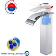 thumbnail image 3 of Grifo de lavabo alto en cascada, grifo de baño, mezclador de lavabo alto, ajustable en frío y caliente para baño en latón y acero inoxidable, mezclador de cascada para lavabo, 3 of 4
