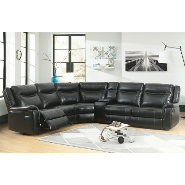 Devon Claire Eve Black Reclining Sectional W Console 6 Piece Com - Luxury Sectional Sofas With Recliners Devon Claire Eve Black Reclining Sectional W Console 6 Piece Com - Luxury Sectional Sofas With Recliners