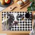 thumbnail image 2 of Watercolor Cow Placemats Set of 4, Farm Animal Black Buffalo Plaid Placemats for Dining Table, Place Mats for Kitchen Tabletop, Waterproof Wipeable Dining Table Mats Set, 2 of 9