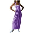 thumbnail image 1 of TrendOFT Combinaisons pour Femmes Décontractées Été Mode Ample Tendance Col Carré Sans Manches Bretelles Combinaisons une Pièce Violet G, 1 of 5