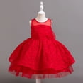 thumbnail image 5 of Gubotare Christmas Dress Toddler Butterfly Tutu Dress Girls Square Neck Layered Tulle Dresses Fluffy Birthday Party Wedding Princess Fairy Skirt Size 8-9(Red,8-9 Years), 5 of 9