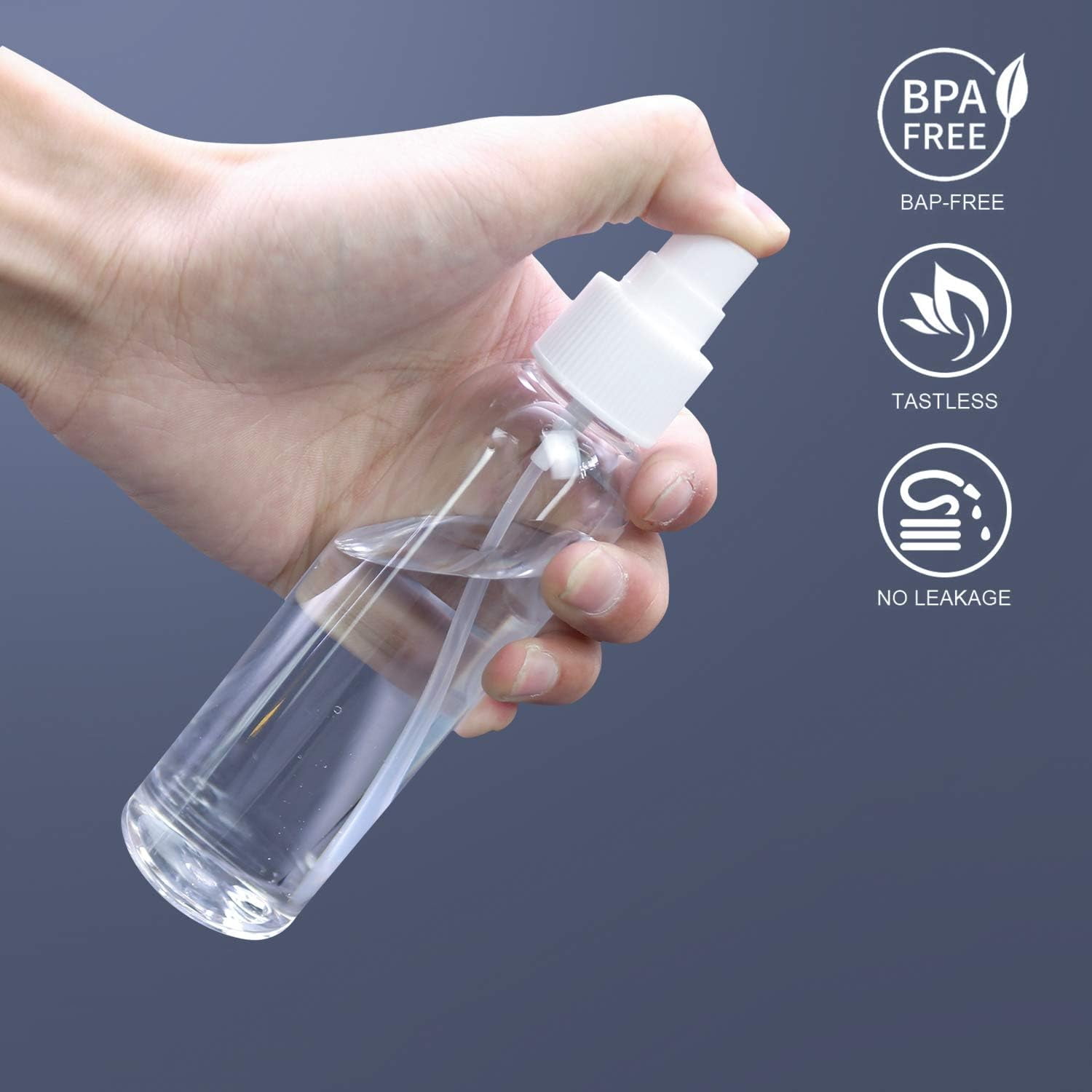 JJEAN-4oz Travel Size Spray Bottles, 12 Pack Fine Mist Small Empty Plastic Spray Bottle, Leak Proof BPA-Free Travel Essentials Cosmetic Containers