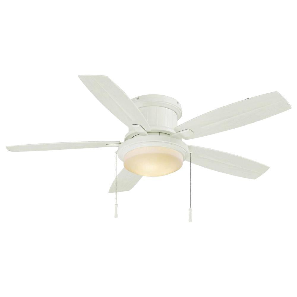 LED Indoor/Outdoor Matte White Ceiling Fan Hampton Bay Roanoke 48 in 