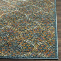 SAFAVIEH Madison Ivy Geometric Floral Area Rug, Blue/Orange, 3' x 5'