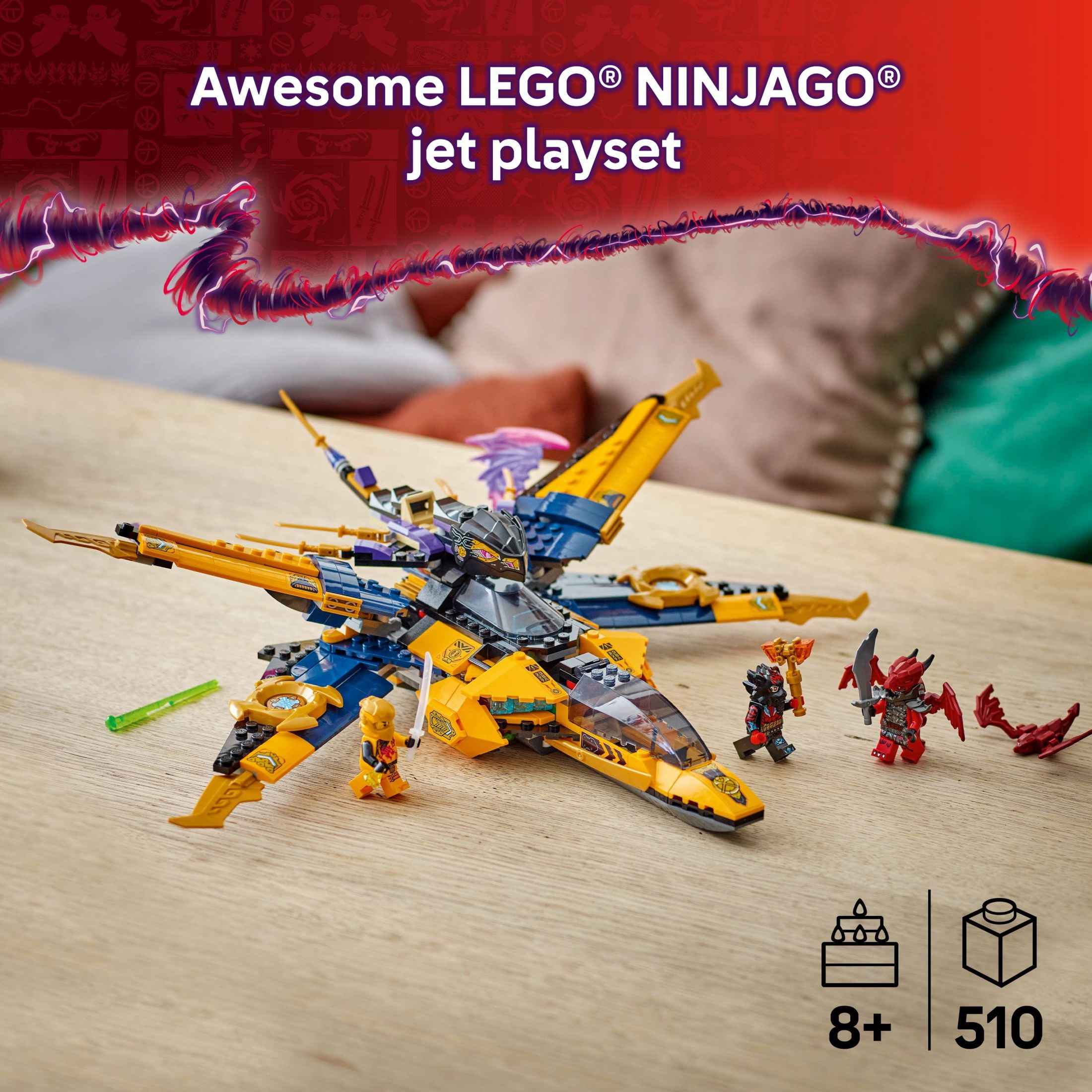 LEGO NINJAGO Ras and Arin's Super Storm Jet Toy - Building Toy for Kids, Boys and Girls, Ages 8+ - Airplane Toy with Detachable Drone and 3 Minifigures - Gift Idea for Birthdays - 71833