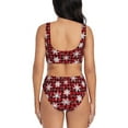 thumbnail image 3 of Wukai Snowflakes On A Buffalo Plaid Christmas Women's Bikini Set Two Piece,wimsuit High Waisted V Neck Twist Front Adjustable Spaghetti Straps Bathing Suit-Medium, 3 of 7