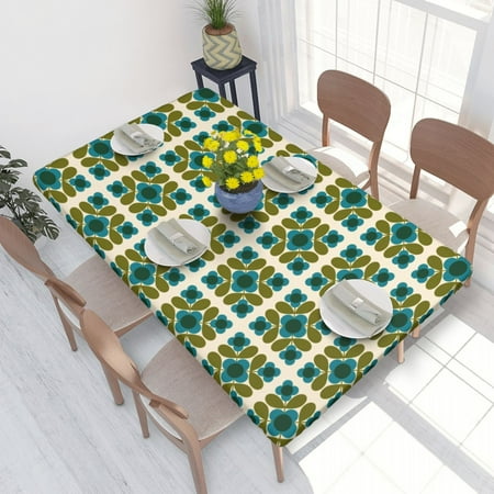 

Classic Solid Stem Print Kingfisher Blue And Deep Jade Rectangular Tablecloth Waterproof 4FT Table Cloth Orla Kiely Table Covers