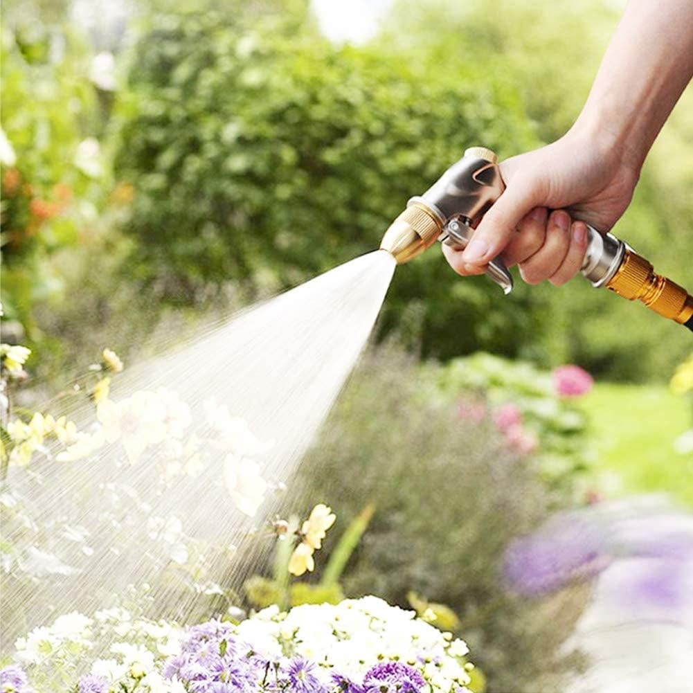 Upgraded Garden Hose Nozzle Sprayer, 100% Heavy Duty Metal Handheld Water Nozzle High Pressure in 4 Spraying Modes for Watering Plants and Lawn, Car Washing, Patio and Pet