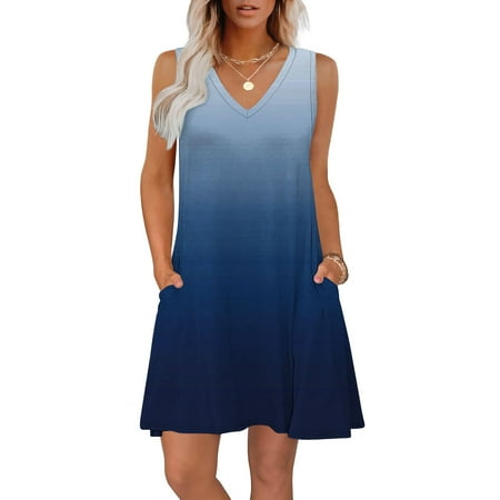 Women Dresses Clearance under $10! Xqxayjr Casual Summer Sundress for Women Boho Polka Dots Tank Wedding Guest Dress V Neck Sleeveless Flowy Swimsuit Coverup Holiday Dresses