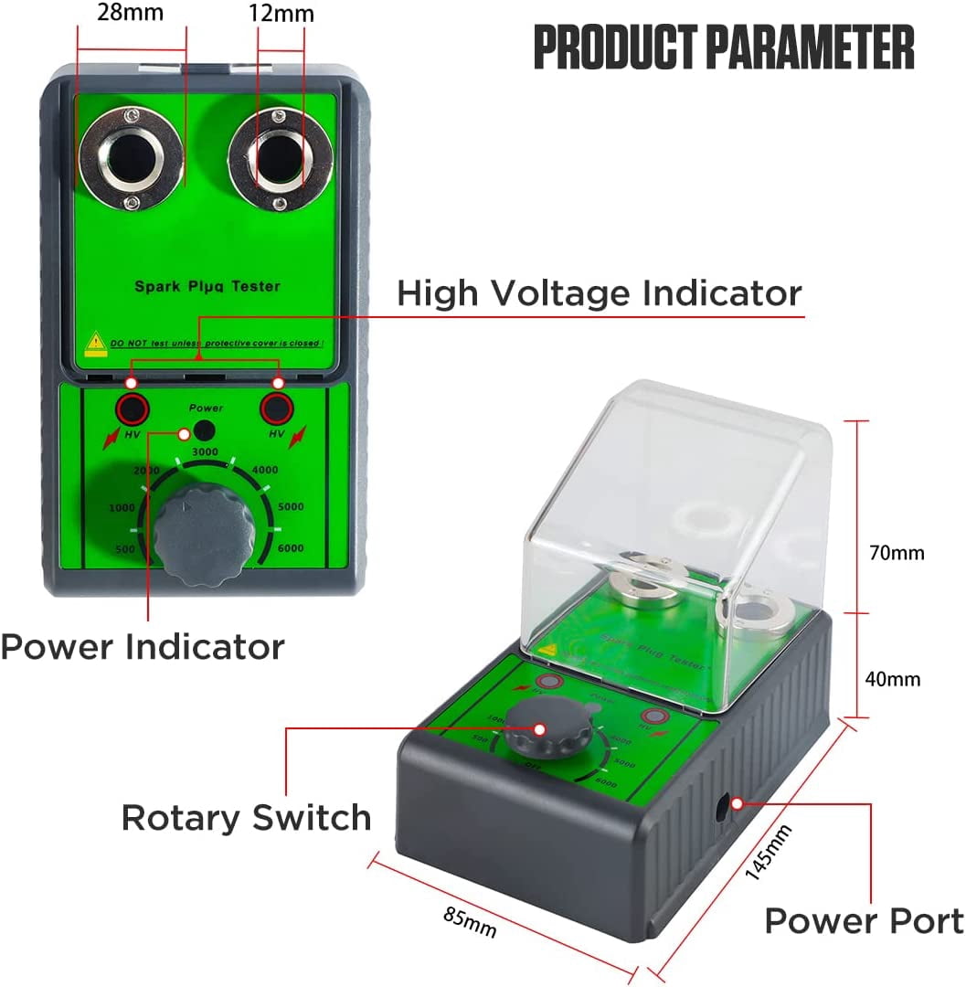Spark Plug Tester Dual Holes Spark Plugs Detector Ignition Plug Analyzer 500-6000rpm Adjustable Frequency Vehicle Spark Plug Diagnostic Repair Tool