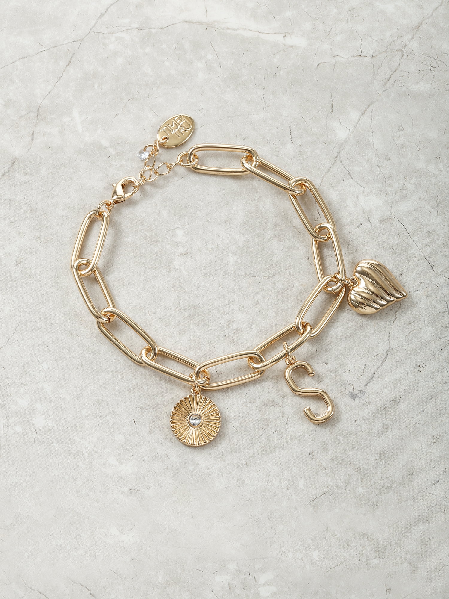 Time and Tru Goldtone Initial Charm Bracelet, Initial S