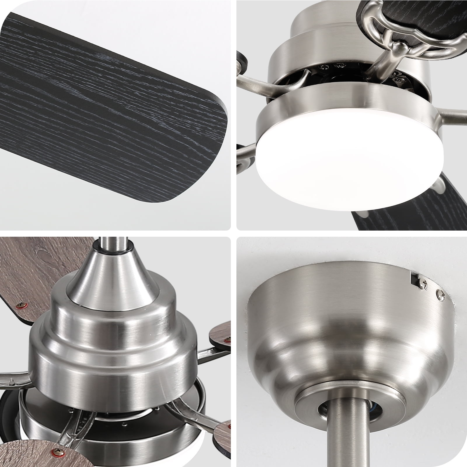 Sofucor 52" Ceiling Fan with Dual Blade Finish, Modern, LED Light, Downrod Mount, Indoor