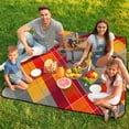 thumbnail image 7 of Colored Grid Geometry Picnic Blanket Waterproof Outdoor Beach Blanket Hand-held Pad Suitable for Travel, Camping, Beach, Family Gatherings, 7 of 7