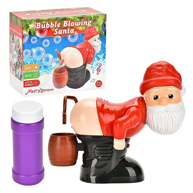 Máquina de burbujas navideña de Papá Noel, juguete de burbujas divertido, soplador de burbujas eléctrico de Papá Noel con música y juguete de burbuja de Farting ligero