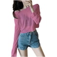 thumbnail image 2 of Qzwdhjm Beach Cover Ups for Women Long Sleeve Cropped Coverup Tops Boat Neck Lightweight Swimsuit Coverups Beach Vacation Cover Up Top, 2 of 4