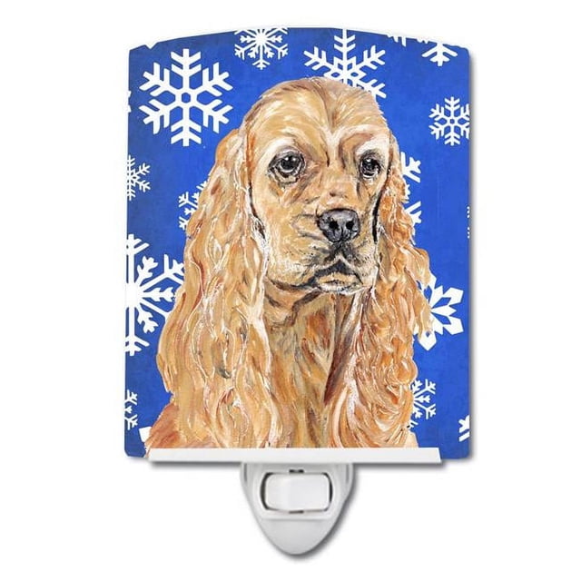 Carolines Treasures SC9598CNL Buff Cocker Spaniel Winter Snowflakes Ceramic Night Light