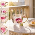 thumbnail image 7 of 4.7x3.5 Inch Rose Enamel Glass Mug, Lead Free Tea Cup With Matching Spoon, Premier Gift for Mom's Day Birthday, Multicolor, 7 of 7