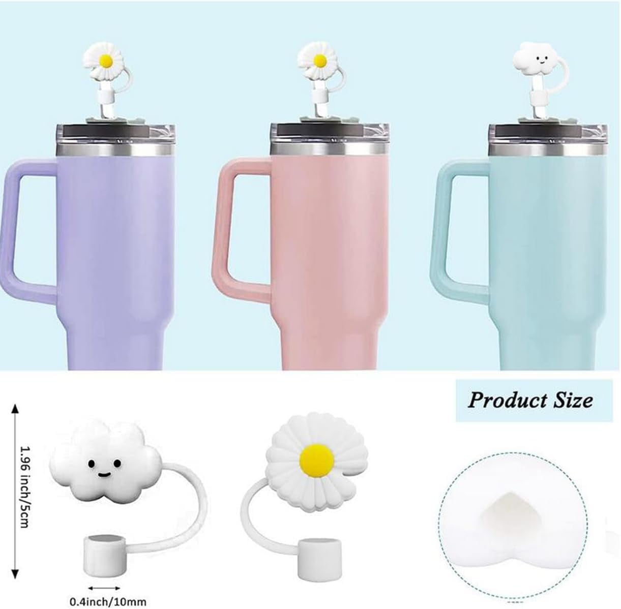 4pcs, Silicone Straw Cover, Flower Straw Cover, Compatible With Stanley  30&40oz Tumbler, Flower Cute Shape Straw Cover, Straw Cover, Straw Cover,  Reus