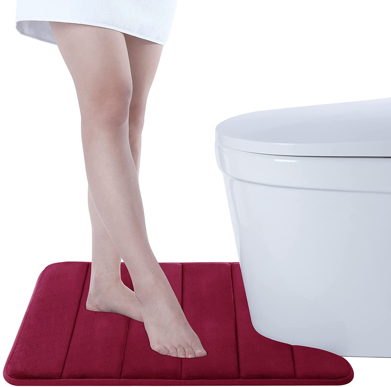 Details about   Bathroom Rug U-Shaped Toilet Mat Microfiber Non Slip Machine Washable 2 Pack 