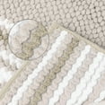 thumbnail image 4 of NOMADIC NOOK 2 Pcs Absorbent Fluffy Chenille Bath Mats, Striped Non Slip Bathroom Rugs Khaki/Green Blue 20" x 32", 4 of 6