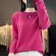 thumbnail image 1 of Suéter de punto de lana merino 100 % pura para mujer, jersey de cuello redondo a la moda para otoño e invierno, jersey sin costuras, ropa cálida de cachemira, 1 of 5
