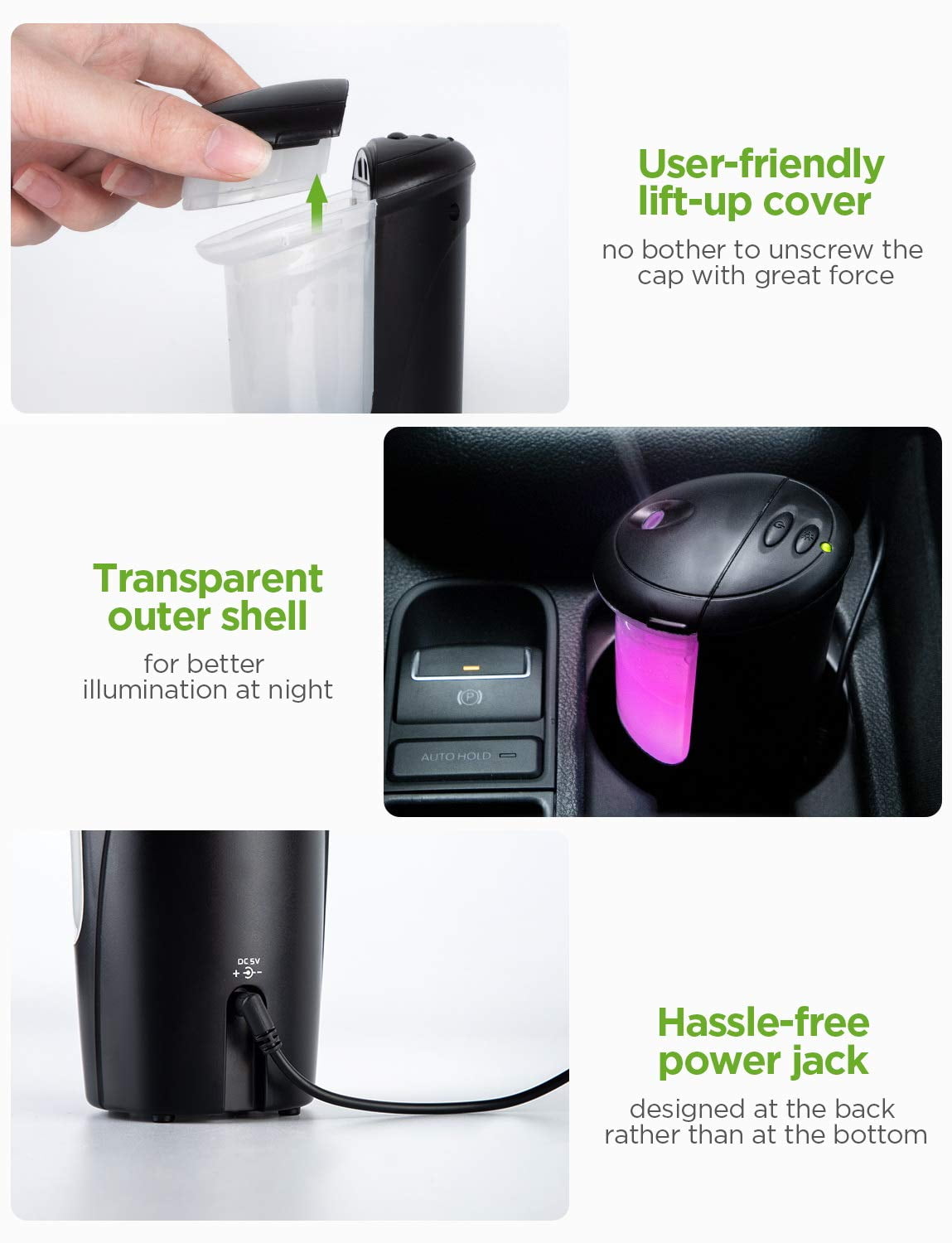 InnoGear Car Diffuser, USB Oil Diffuser Ultrasonic Car Humidifier Cool Mist  Mini Portable Diffuser Automobile Aroma Diffusers for Vehicle Home Office
