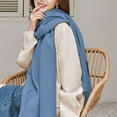 thumbnail image 5 of Warm Long Scarves Winter Scarfs Pure Color Scarf Tassel - blue, 5 of 5