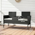 thumbnail image 3 of Outsunny Patio Furniture w/ Mid-Table PE Rattan Loveseat w/ Cushion, Cream, 3 of 10