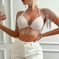 thumbnail image 6 of Rhinestone Mesh Body Chains for Women Sexy See Through Fishnet Hollow Tassels Crop Top Swimwear Bikini Party Clubwear, 6 of 9