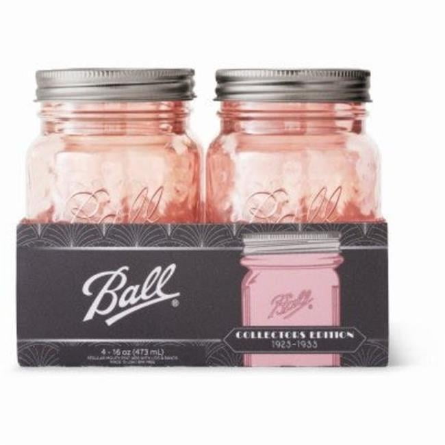 Rubbermaid & Jarden 237048 16 oz Ball Pint Wide Mouth Jar; Pink Vintage