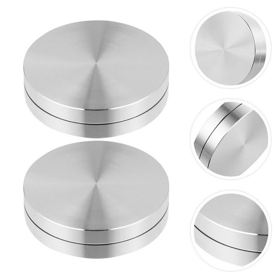 FONDOTIN Lazy Susan Bearing Table Turntable Bearings Silver Aluminum Alloy 2Pcs