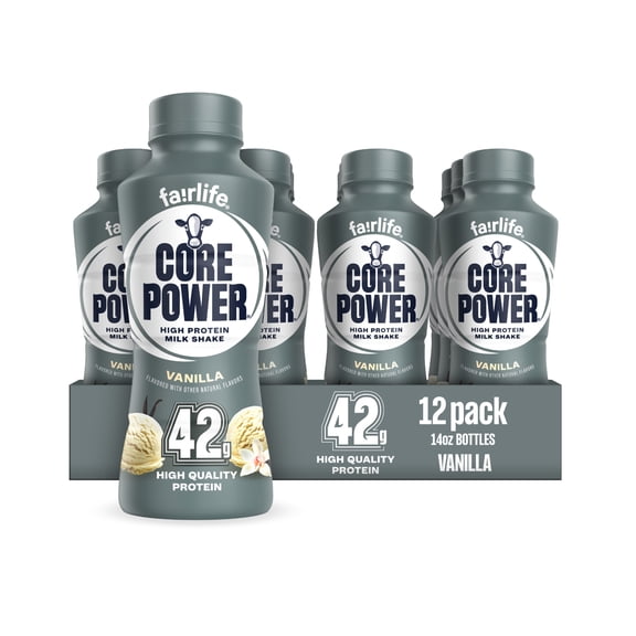 Core Power High Protein Shake, Vanilla, 42g Bottle, 14oz, 12 Pack