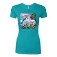 thumbnail image 2 of Unicorn Fanstasy Island Castle Animal Lover Female Slim Fit Junior Tee, Tahiti Blue, X-Large, 2 of 3